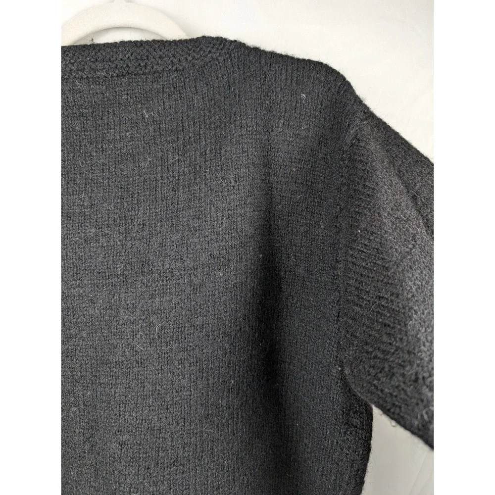 Handmade Chunky Knit‎ Wool Button Cardigan Size M Black Preppy Oversized Minimal